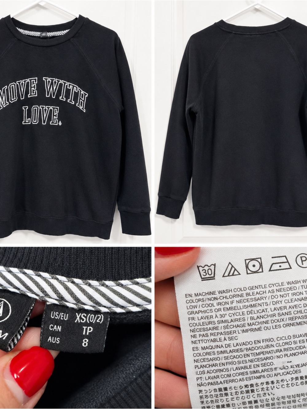 Move With Love Black Graphic Sweatshirt